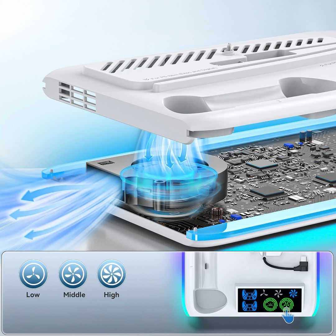 قاعدة تبريد و شحن بإضاءة RGB لجهاز PS5 - 9