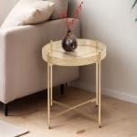 طاولة صينية تقديم معدنية ذهبية - 1