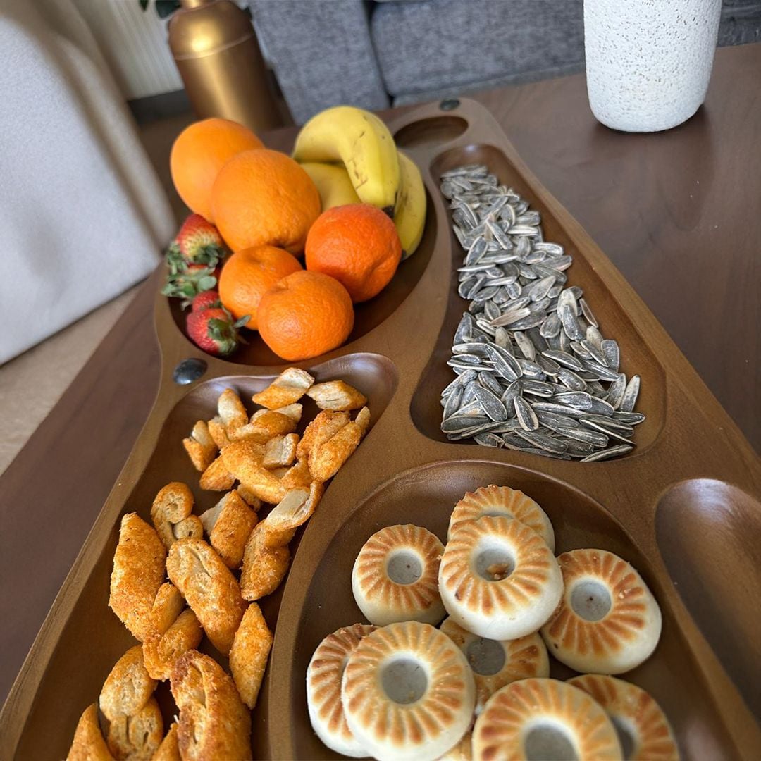 لوح تقديم خشبي فاخر للتسالي والضيافة من روح - 8