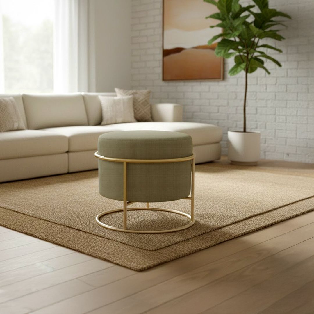 بوف بتصميم دائري و قاعدة معدنية ذهبية - 11