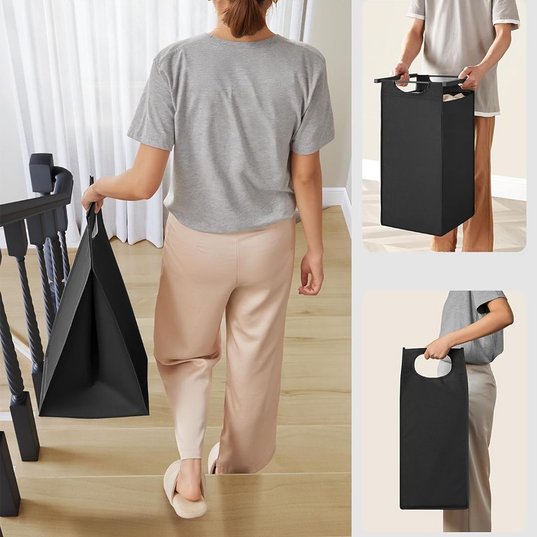 منظم غسيل ثلاثي مع رف خشبي - 3