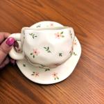 فنجان مع صحن مزخرف بالورود - 6