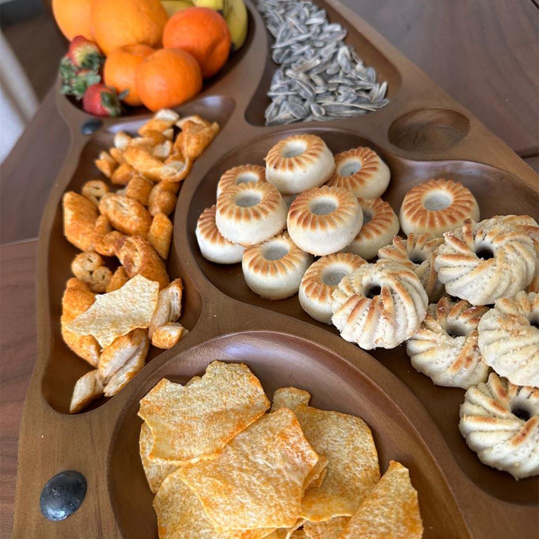 لوح تقديم خشبي فاخر للتسالي والضيافة من روح - 9