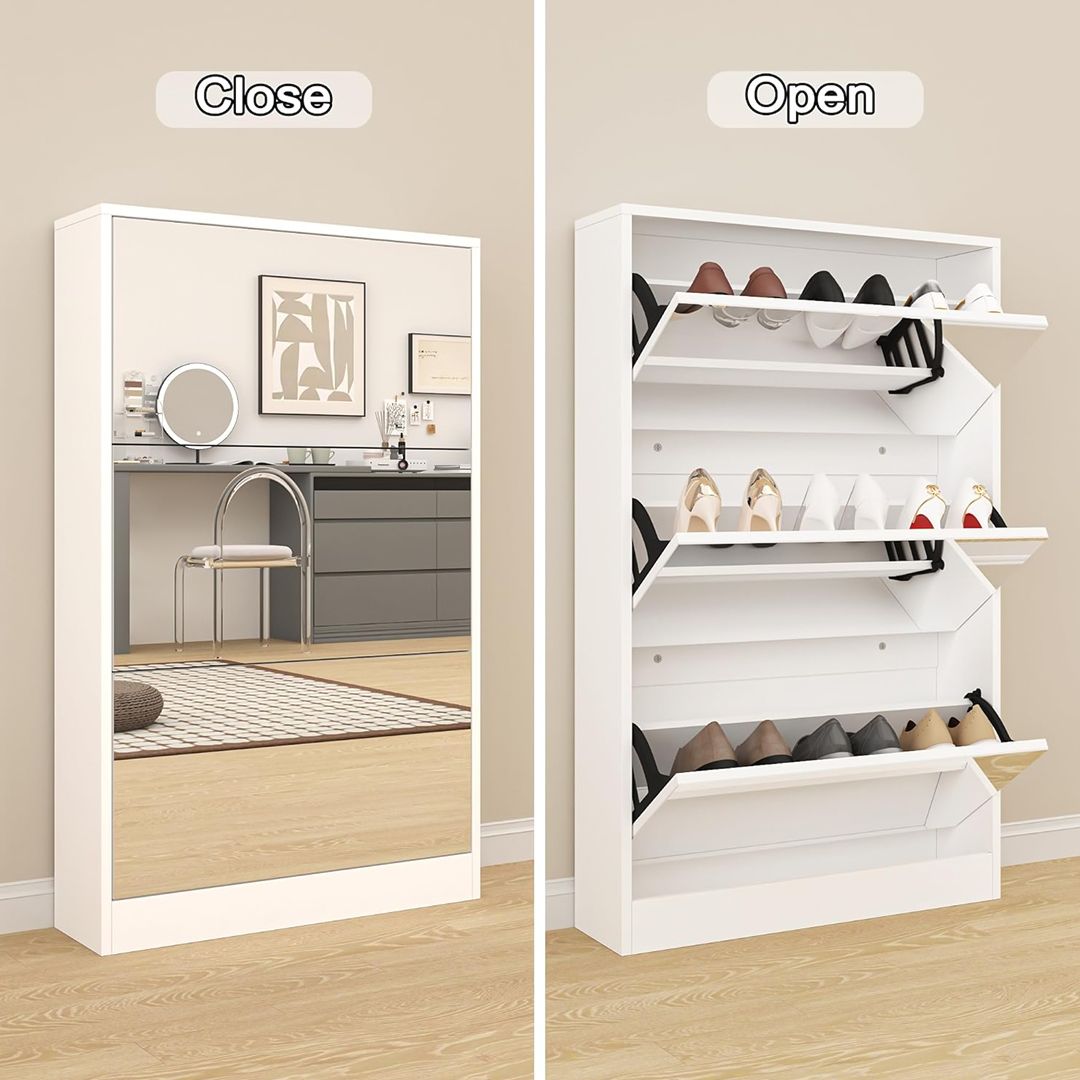 خزانة تنظيم الأحذية العصرية بمرآة - 7