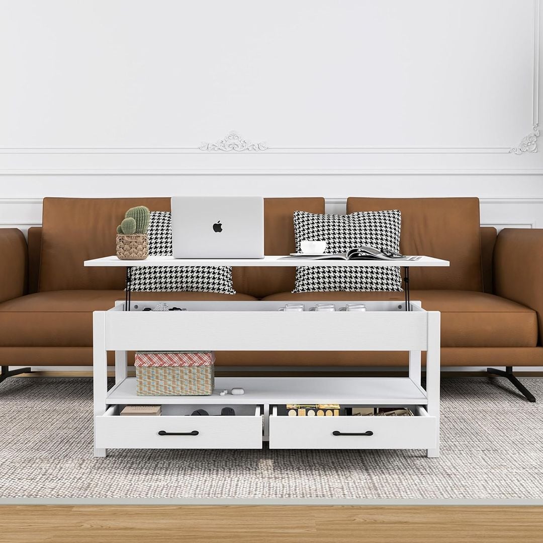 طاولة وسط خشبية بسطح متحرك - 6