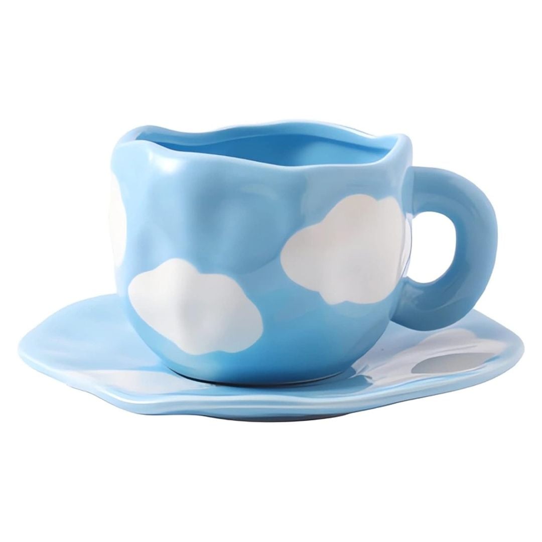 فنجان مع صحن بتصميم الغيمة - 6