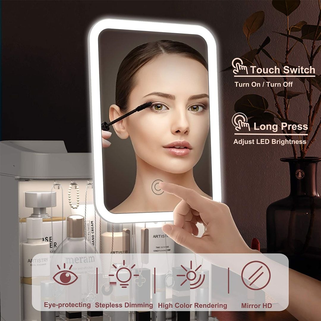 Makeup organizer with lighted mirror product thumbnail 9