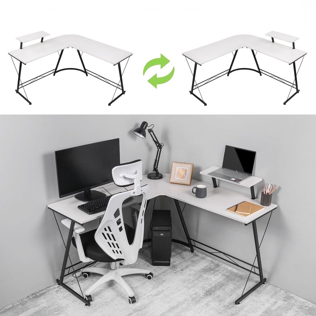 مكتب خشبي على شكل حرف L - 10