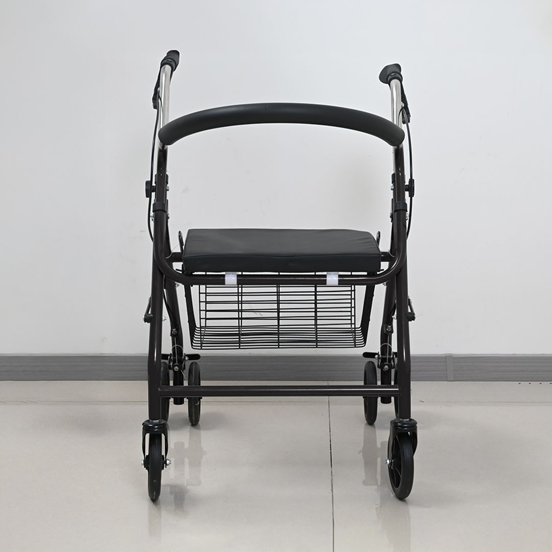 Rolling medical walker with seat and storage basket product thumbnail 11
