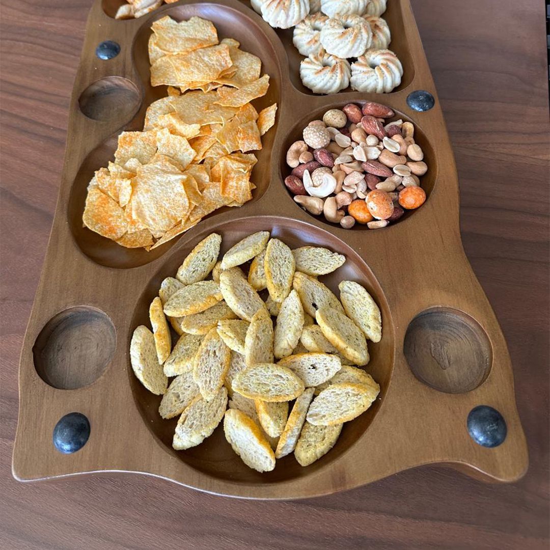 لوح تقديم خشبي فاخر للتسالي والضيافة من روح - 10