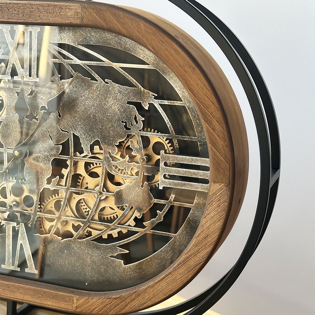 ساعة حائط تروس معدنية بتصميم خريطة العالم - 7