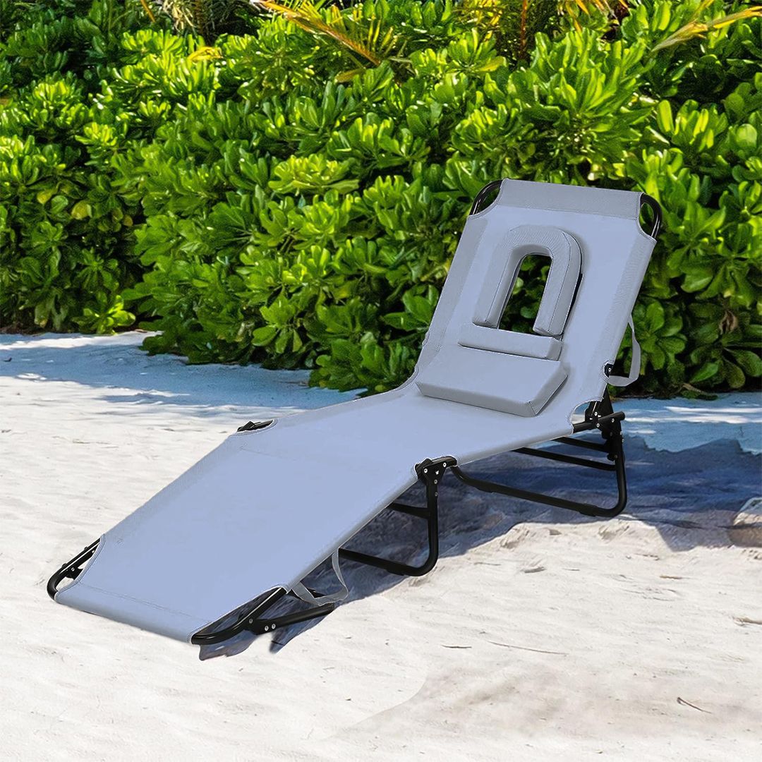 كرسي التشميس القابل للطي مع فتحة للوجه - 13