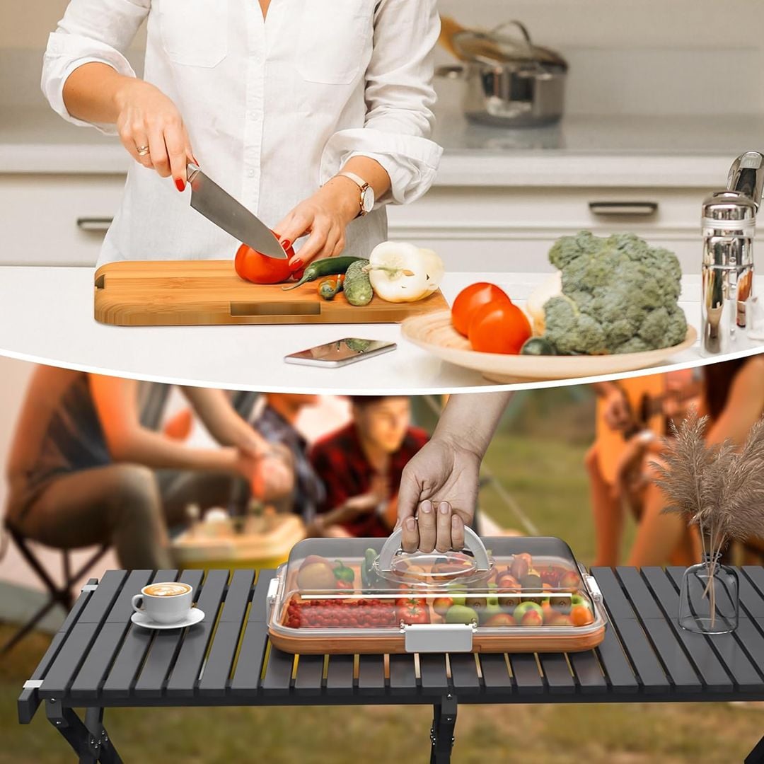Bamboo Serving Tray with Acrylic Lid - 5
