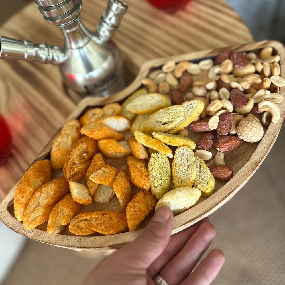 ستاند أرجيلة خشبي فاخر بسطح مقسّم للتسالي من روح - 6