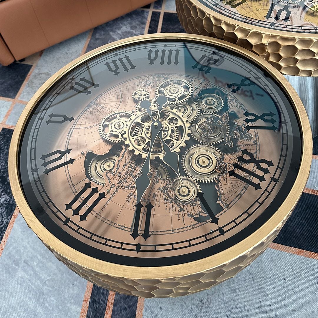 طقم طاولات بتصميم ساعة تروس و قاعدة مخروطية - 5