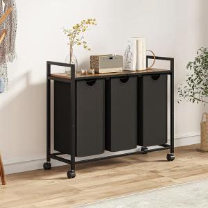 منظم غسيل ثلاثي مع رف خشبي