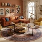 طقم طاولات خشبي مزدوج بلمسات بامبو 5 قطع - 4