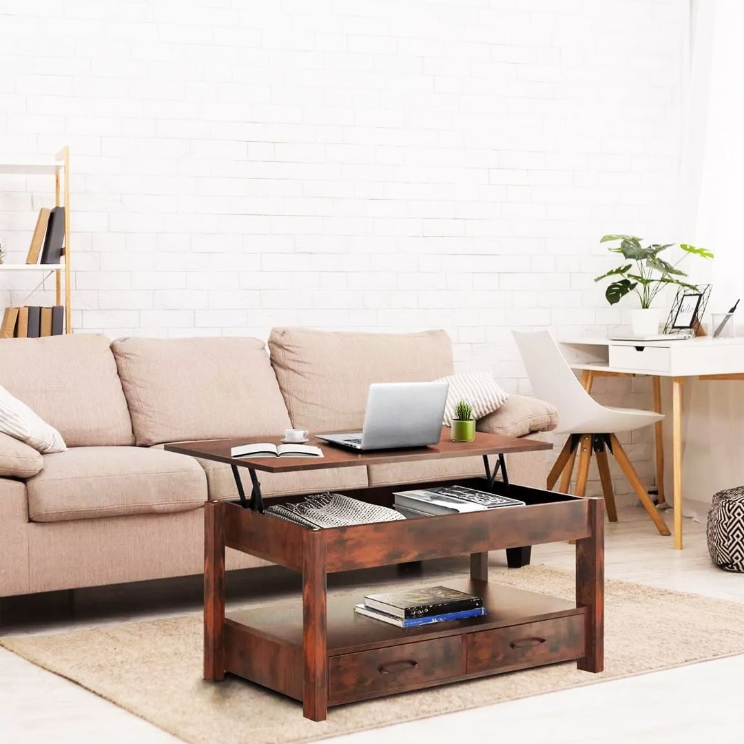 طاولة وسط خشبية بسطح متحرك - 9