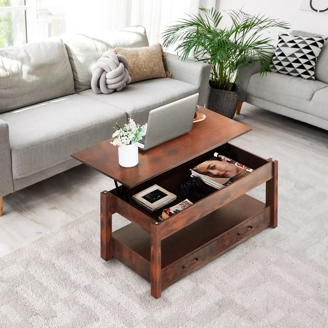 طاولة وسط خشبية بسطح متحرك - 17