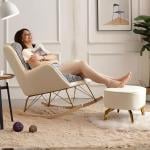 كرسي هزاز جلد فاخر مع مسند قدم - 5