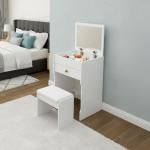 طاولة تسريح مع مرآة ومقعد مبطن - 7