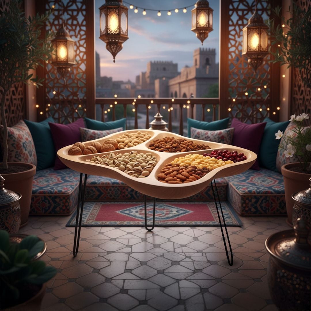 طاولة خشبية لتقديم المكسرات - 5