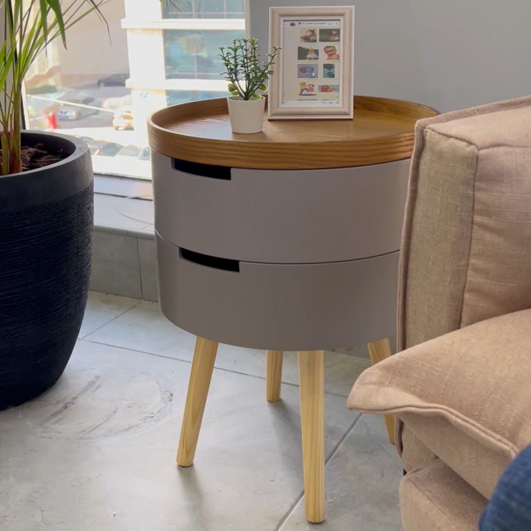 Round Side Table With Two Drawers product thumbnail 3