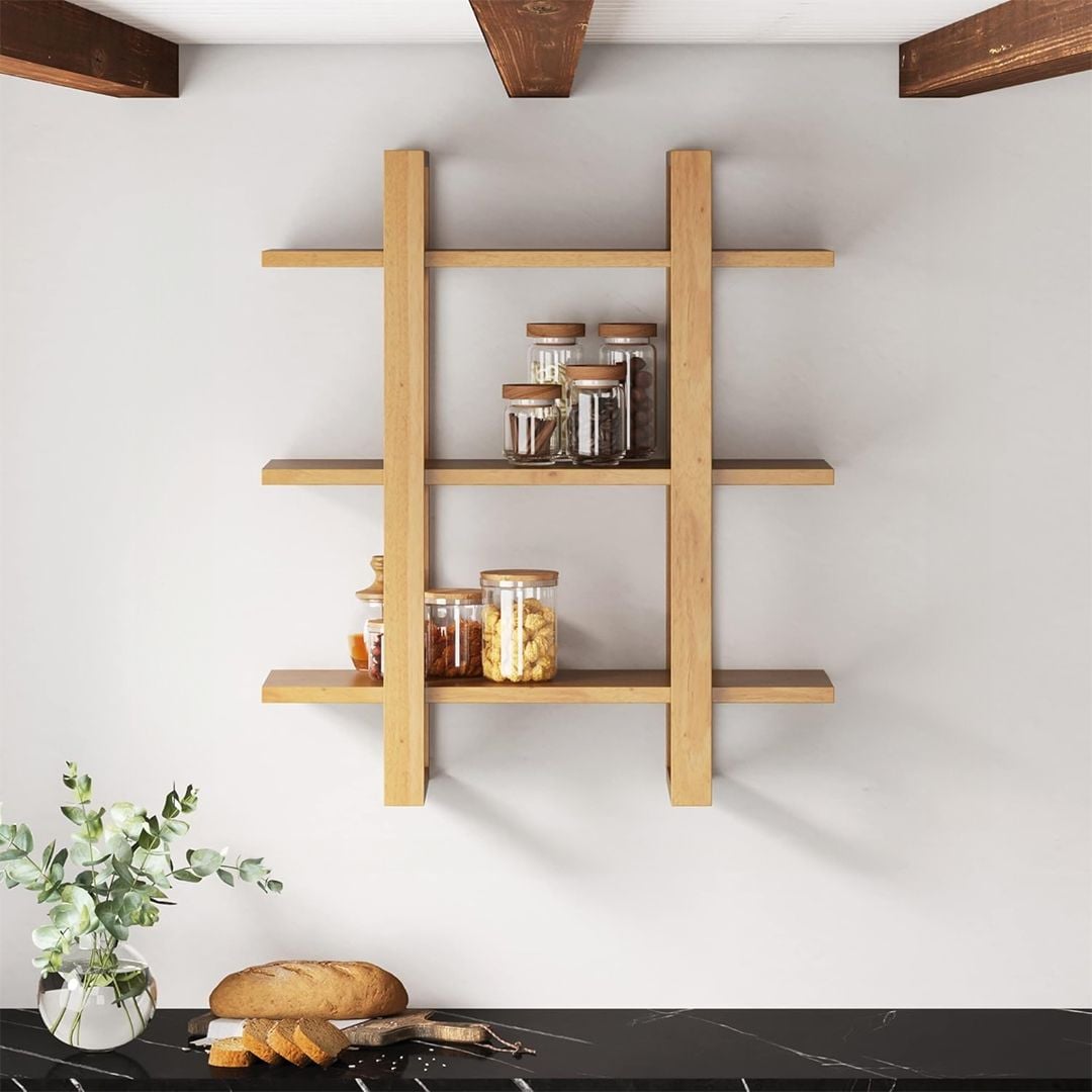 Geometric Design Wooden Wall Shelves product thumbnail 7