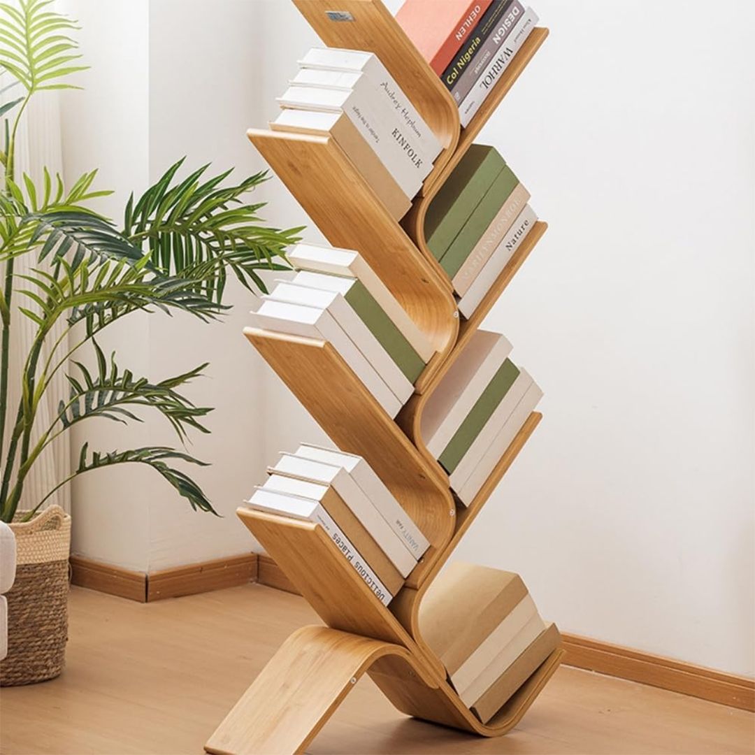 رفوف خيزران أرضية للكتب - 4