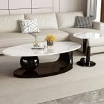 طقم طاولات وسط بيضاوية بتصميم فاخر