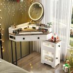 طاولة مكياج بمرآة LED دائرية