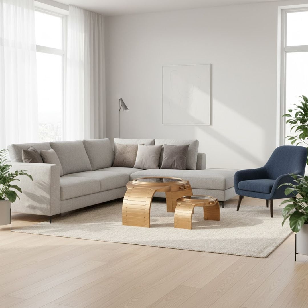 طقم طاولات بتصميم ساعة يد تروس الذهبية - 6