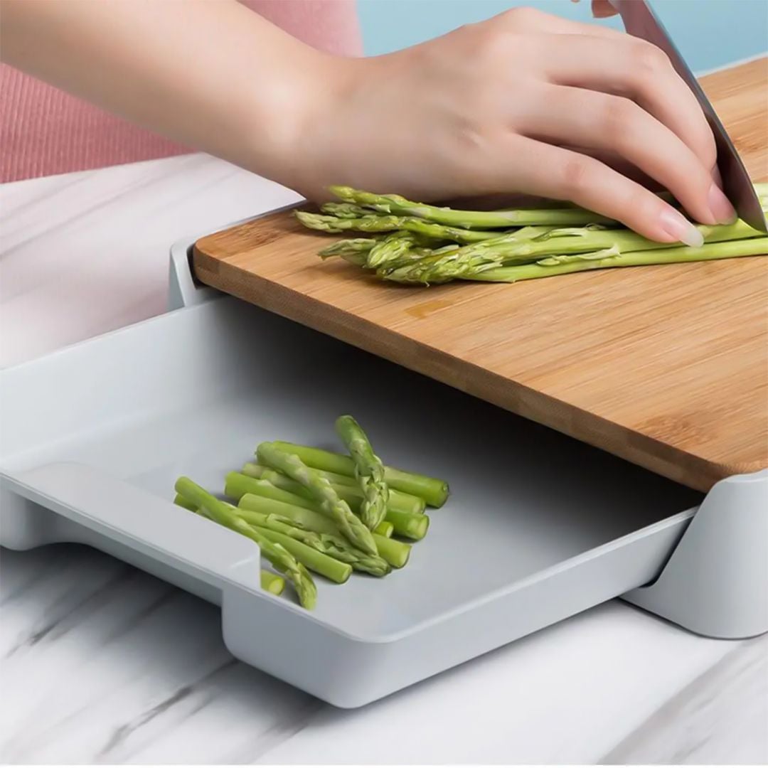 لوح تقطيع خشبي مع صندوق تخزين - 5