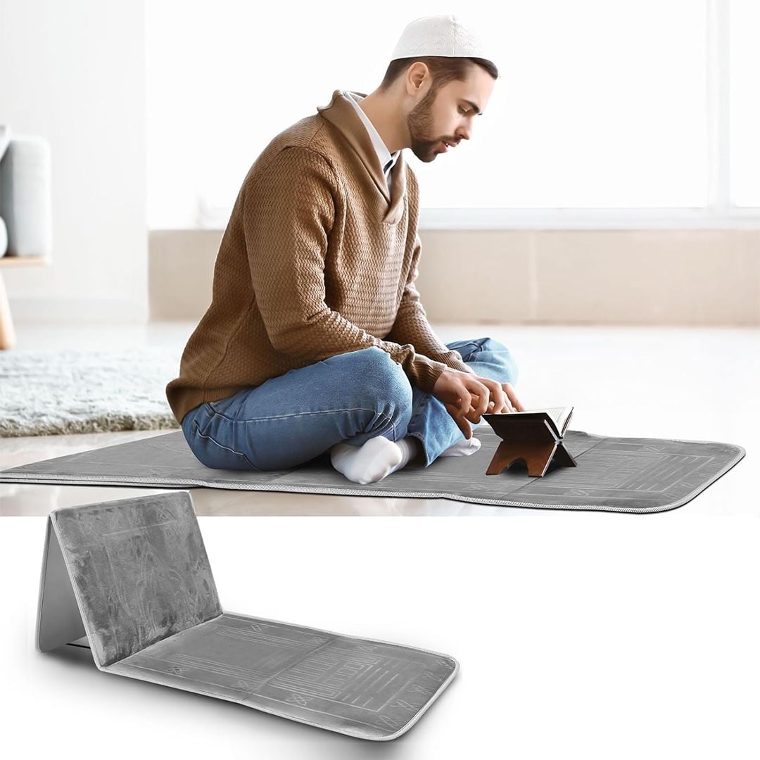 سجادة صلاة قابلة للطي مع مسند ظهر - 5