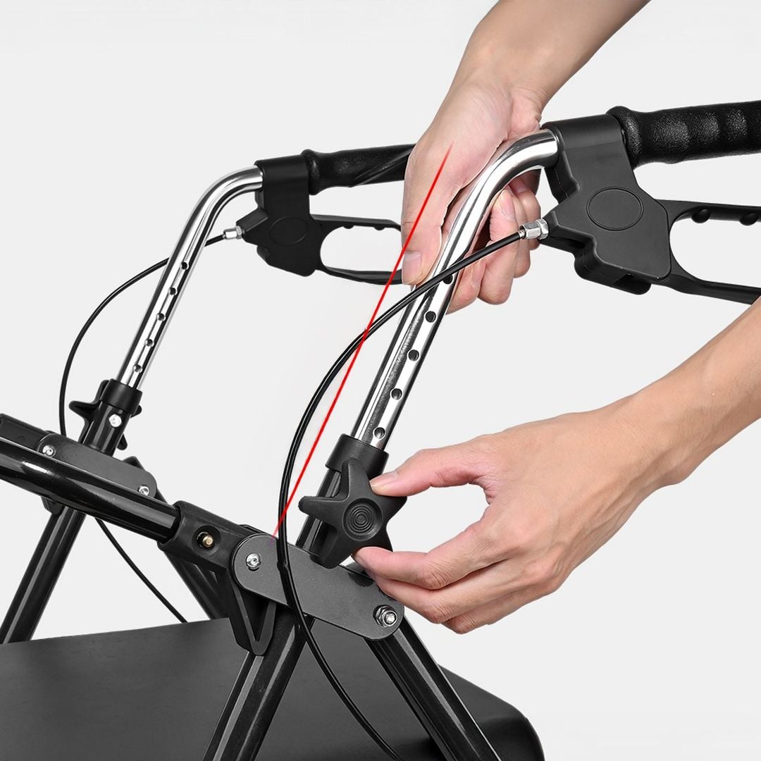 Rolling medical walker with seat and storage basket product thumbnail 6