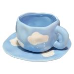 فنجان مع صحن بتصميم الغيمة - 5