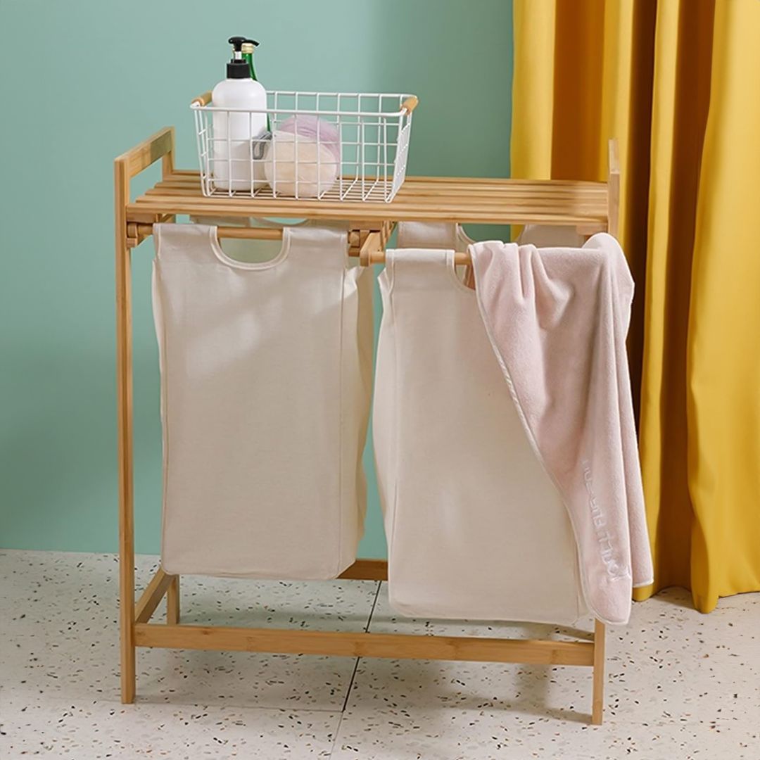 Double Wooden Laundry Basket product thumbnail 3