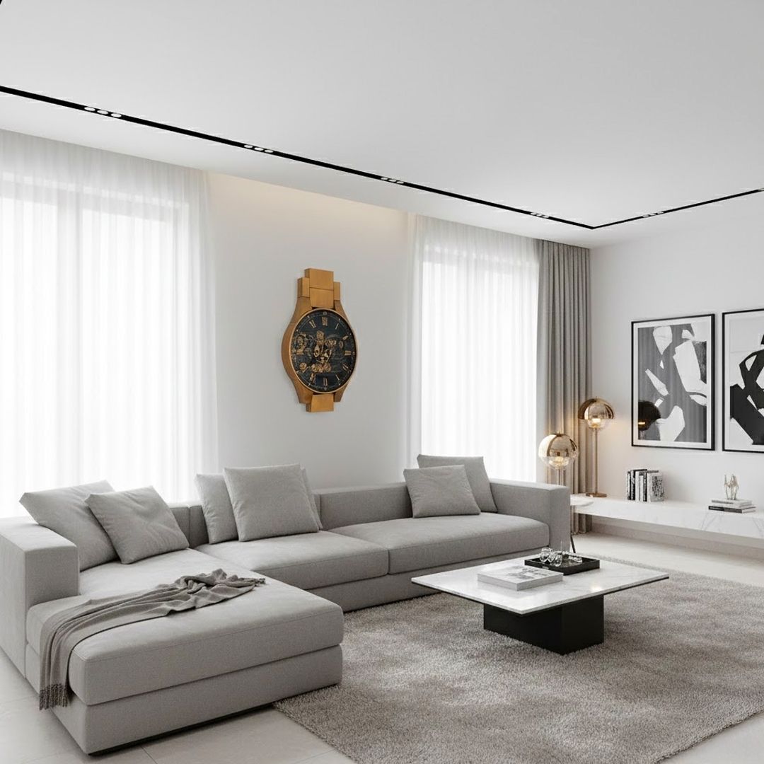 ساعة حائط بتصميم ساعة يد بتروس ذهبية - 2