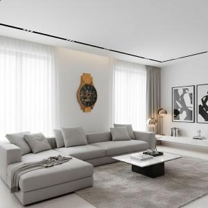 ساعة حائط بتصميم ساعة يد بتروس ذهبية - 3