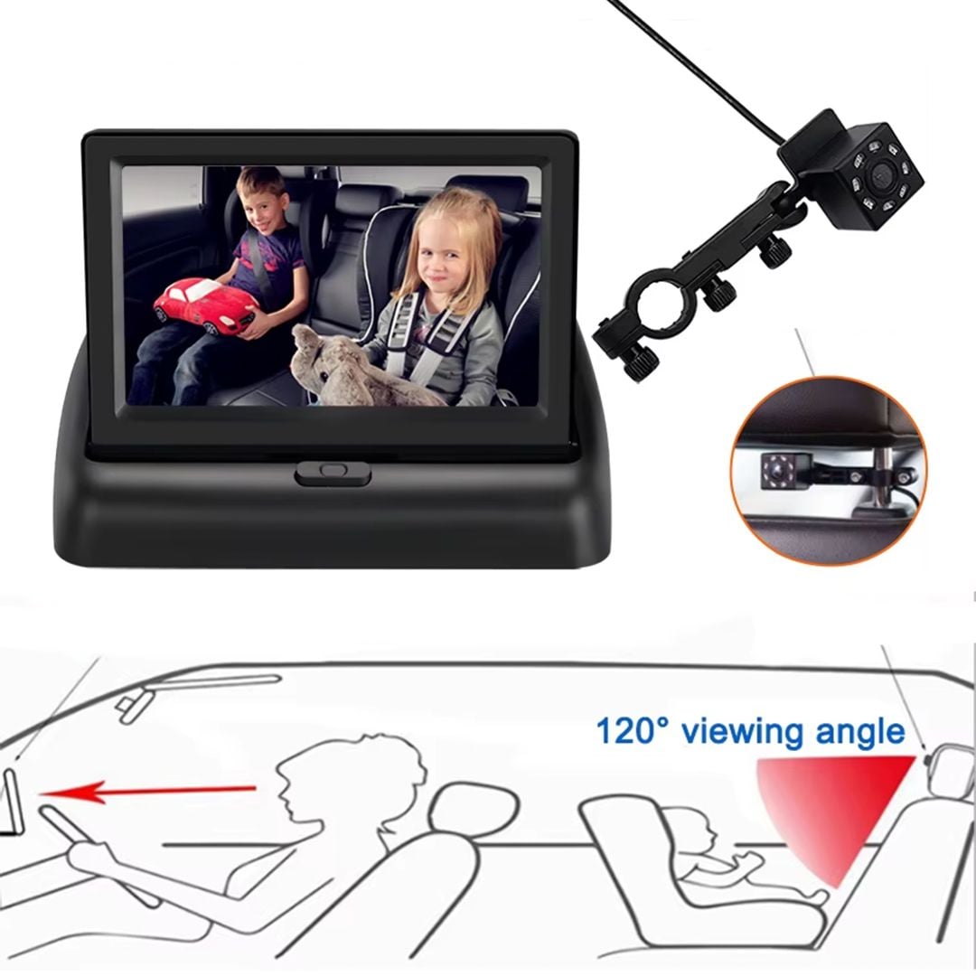 شاشة وكاميرا لمراقبة الأطفال في السيارة - 6
