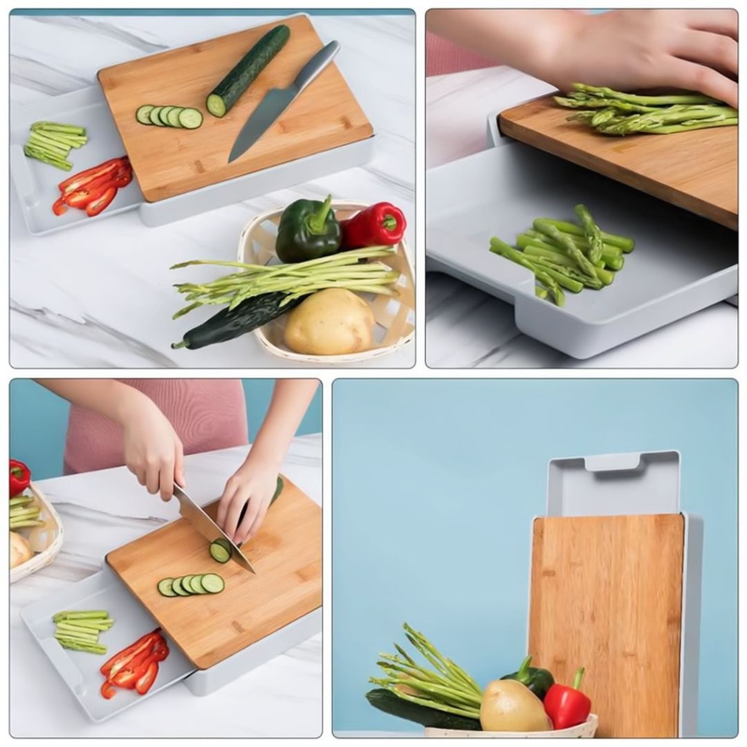 لوح تقطيع خشبي مع صندوق تخزين - 8