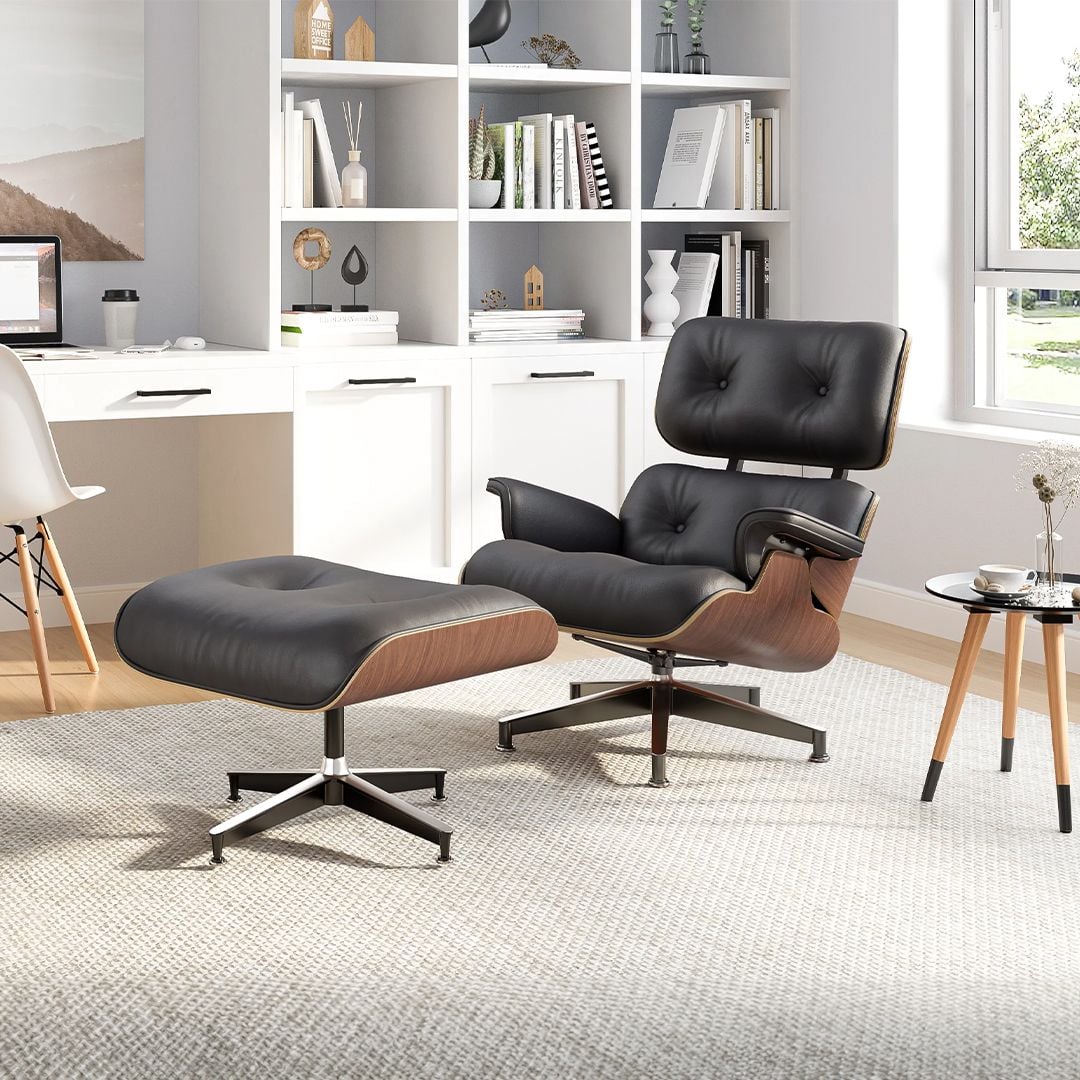 كرسي جلد للمكتب مع مسند للأقدام	 - 4