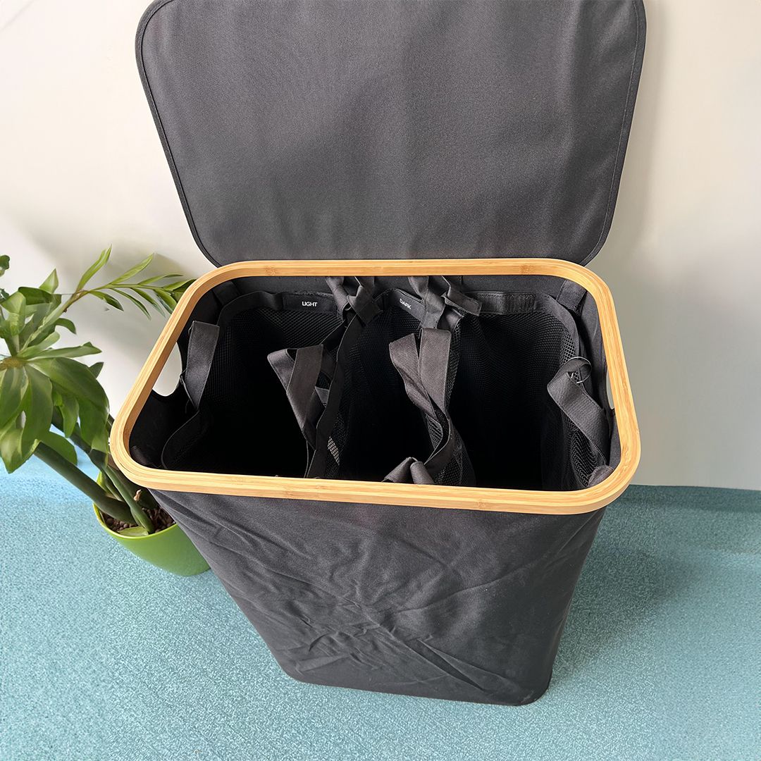 سلة غسيل ثلاثية مع غطاء ضد الماء - 3