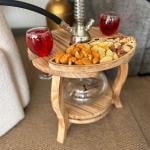 ستاند أرجيلة خشبي فاخر بسطح مقسّم للتسالي من روح - 8