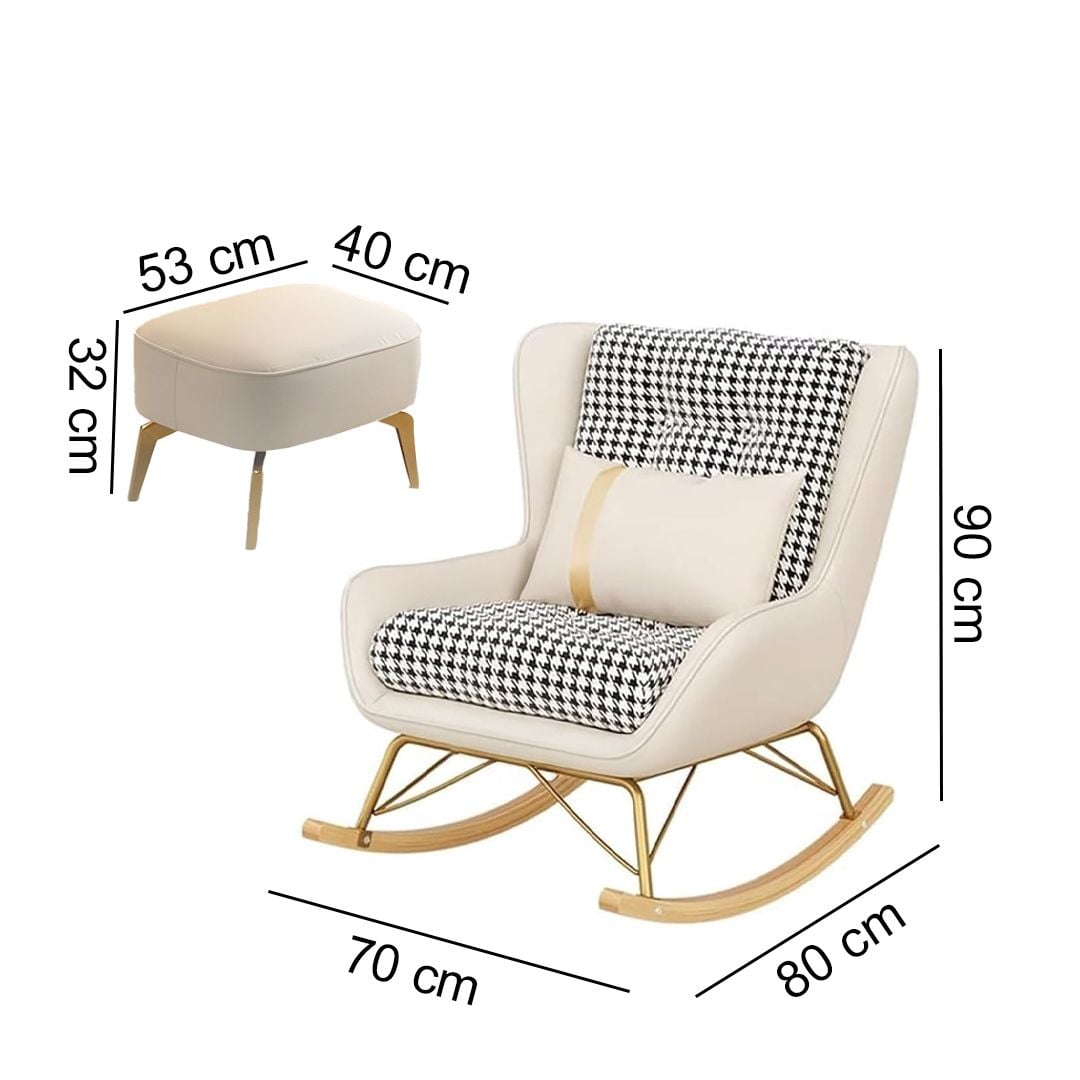 Luxury Leather Rocking Chair with Footrest product thumbnail 20