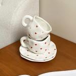 فنجان مع صحن مزخرف بالقلوب - 16