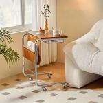 طاولة جانبية متحركة مع حامل للكتب - 1