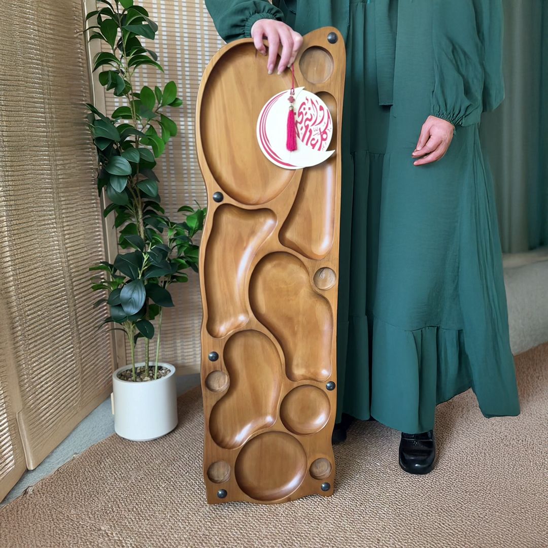 لوح تقديم خشبي فاخر للتسالي والضيافة من روح - 15