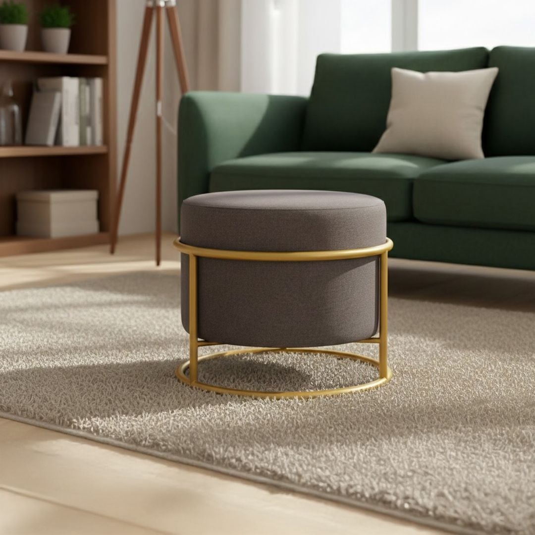 بوف بتصميم دائري و قاعدة معدنية ذهبية - 12