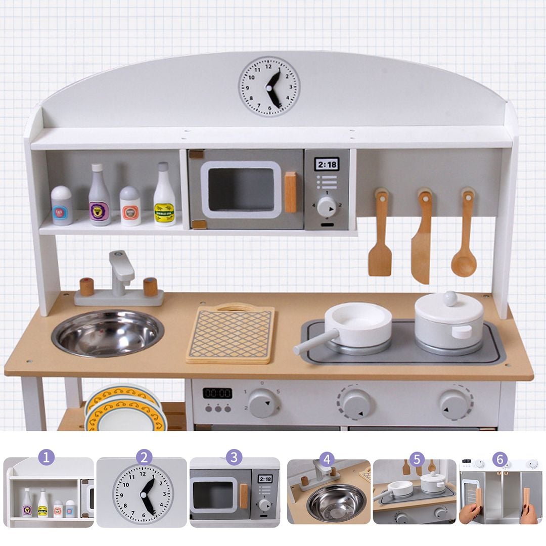 Wooden Children's Kitchen with Cooking Utensils product thumbnail 6